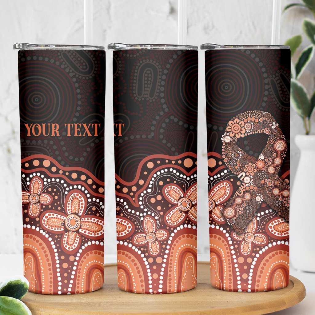 Australia Indigenous Personalized Skinny Tumbler Fight Leukemia Orange Ribbons - Aussie Hoodie