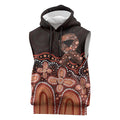 Australia Indigenous Personalized Sleeveless Hoodie Fight Leukemia Orange Ribbons - Aussie Hoodie