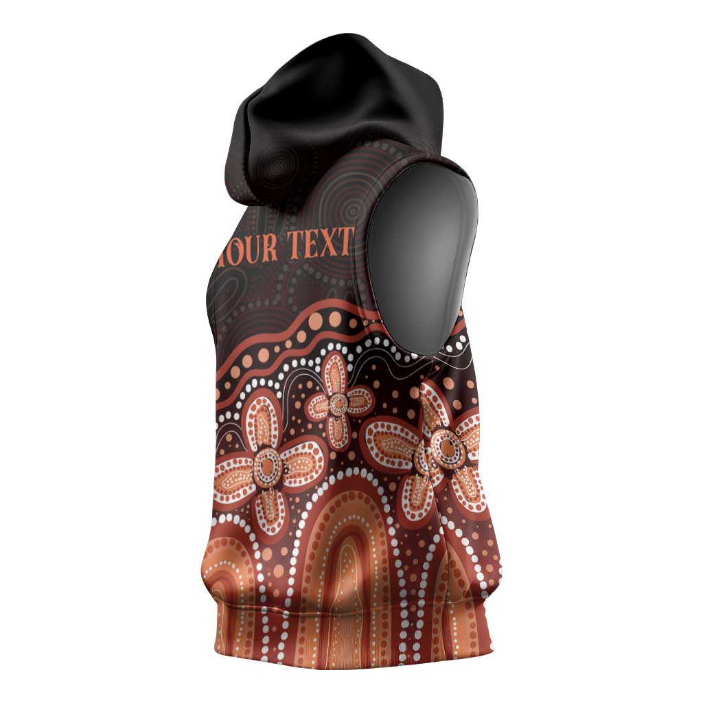 Australia Indigenous Personalized Sleeveless Hoodie Fight Leukemia Orange Ribbons - Aussie Hoodie