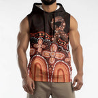 Australia Indigenous Personalized Sleeveless Hoodie Fight Leukemia Orange Ribbons - Aussie Hoodie
