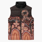 Australia Indigenous Personalized Sleeveless Puffer Jacket Fight Leukemia Orange Ribbons - Aussie Hoodie