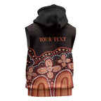 Australia Indigenous Personalized Sleeveless Zip Hoodie Fight Leukemia Orange Ribbons LT7