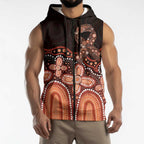 Australia Indigenous Personalized Sleeveless Zip Hoodie Fight Leukemia Orange Ribbons LT7