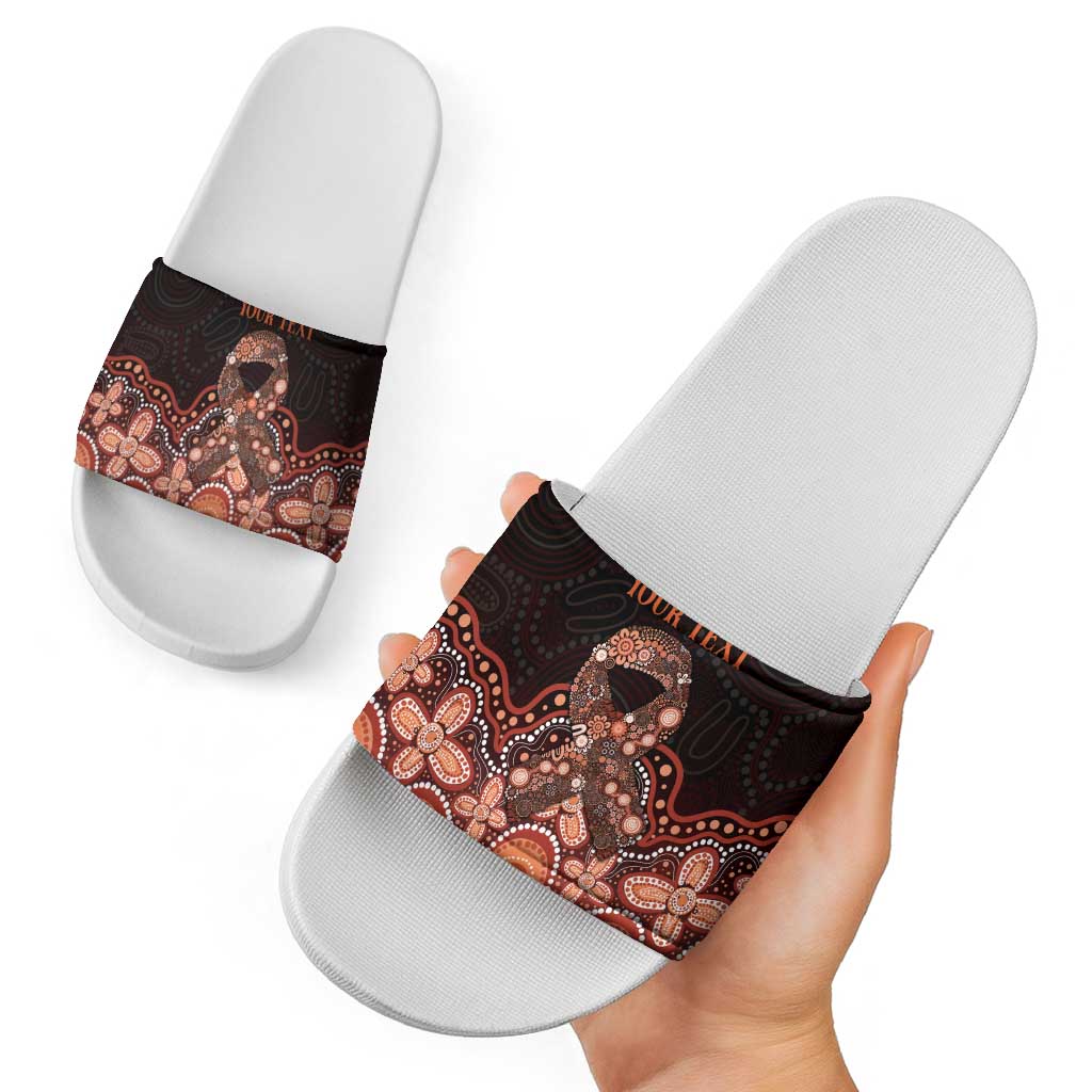 Australia Indigenous Personalized Slide Sandals Fight Leukemia Orange Ribbons - Aussie Hoodie