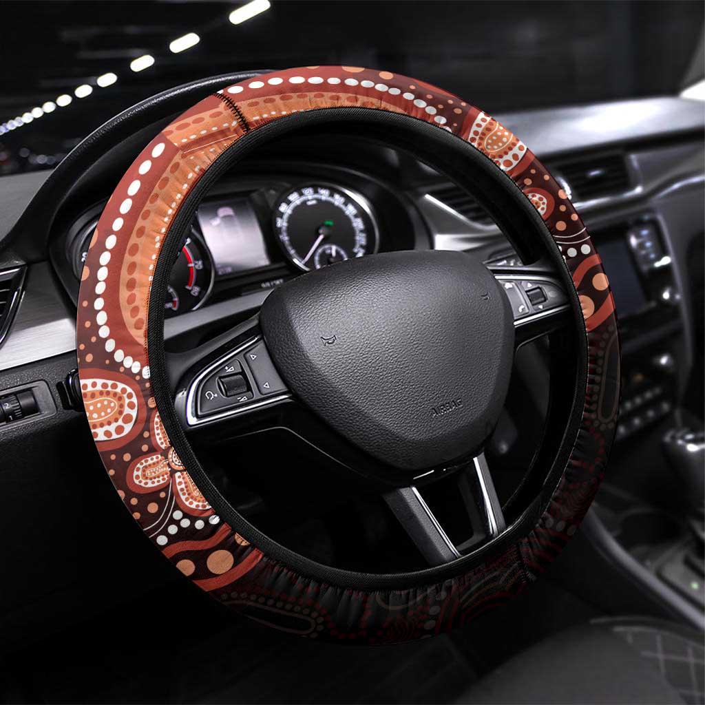 Australia Indigenous Steering Wheel Cover Fight Leukemia Orange Ribbons - Aussie Hoodie