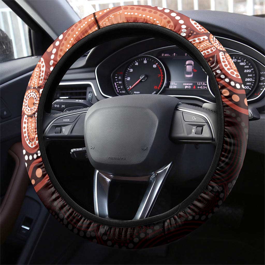 Australia Indigenous Steering Wheel Cover Fight Leukemia Orange Ribbons - Aussie Hoodie