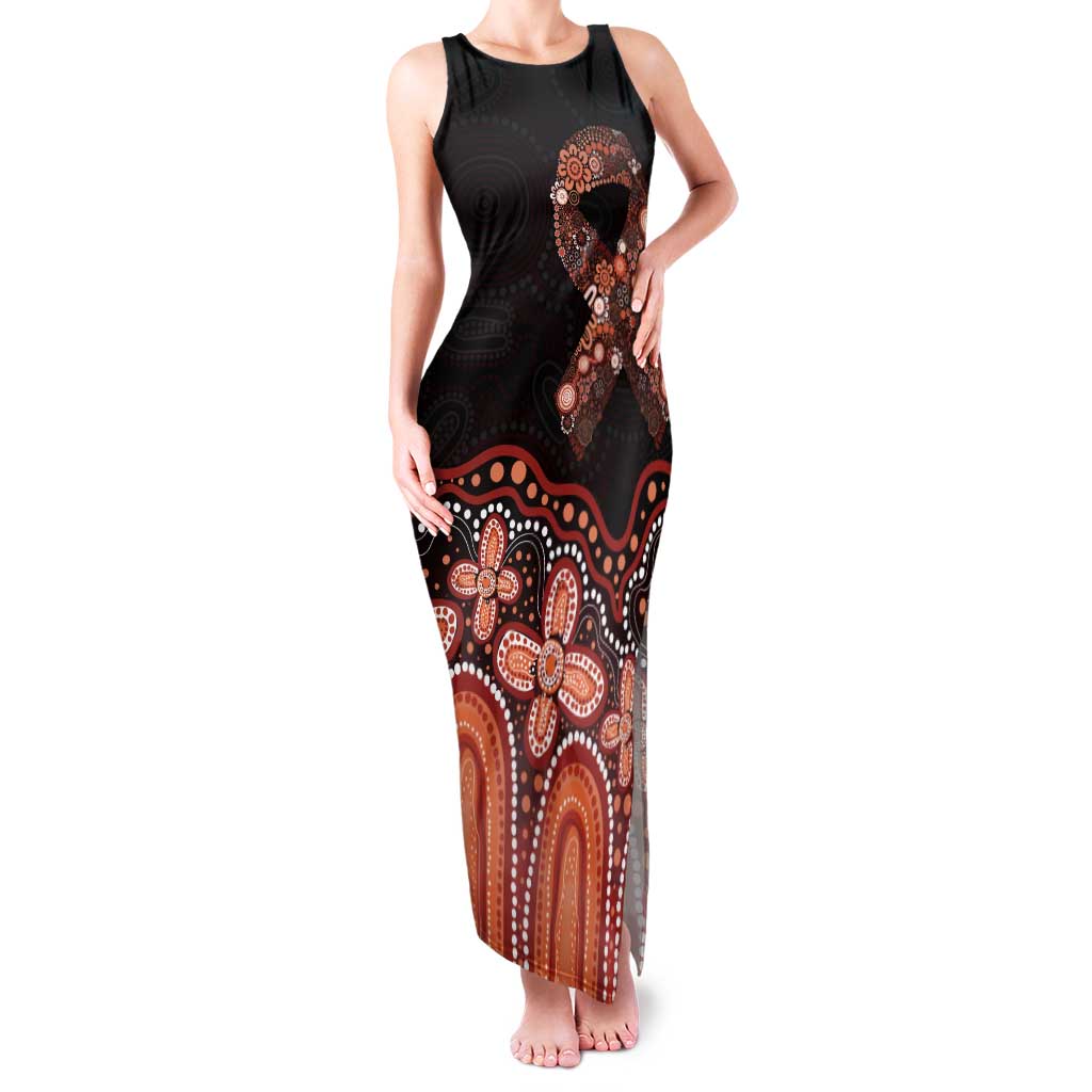 Australia Indigenous Personalized Tank Maxi Dress Fight Leukemia Orange Ribbons - Aussie Hoodie