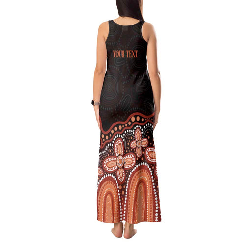 Australia Indigenous Personalized Tank Maxi Dress Fight Leukemia Orange Ribbons - Aussie Hoodie