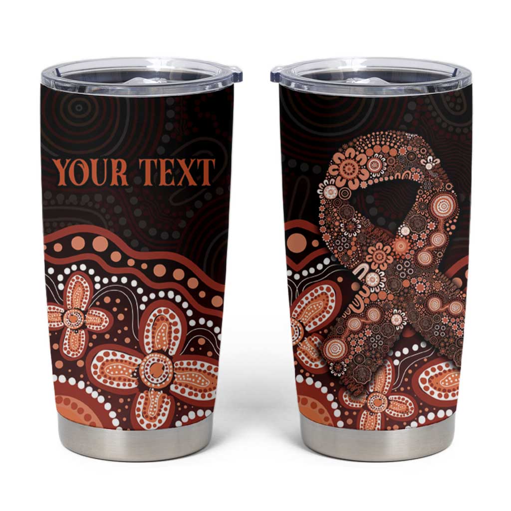 Australia Indigenous Personalized Tumbler Cup Fight Leukemia Orange Ribbons - Aussie Hoodie