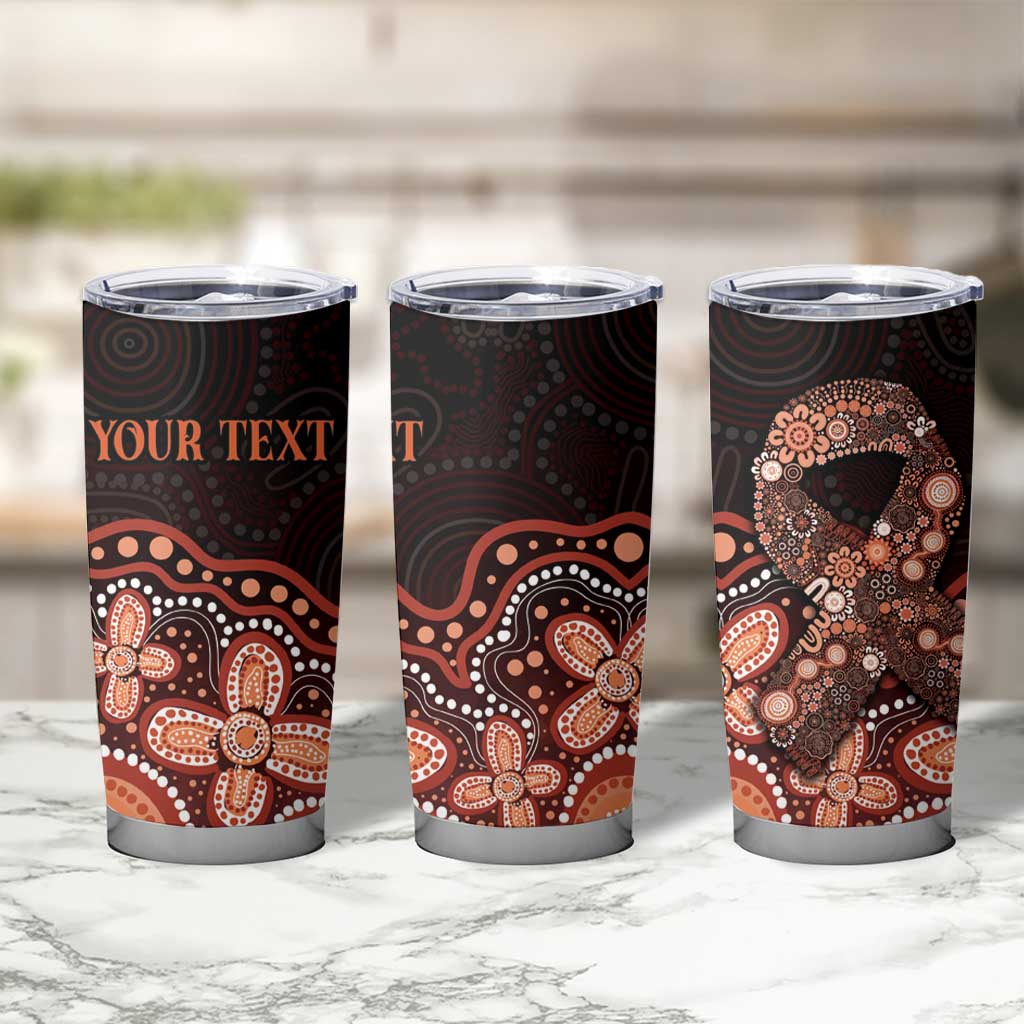 Australia Indigenous Personalized Tumbler Cup Fight Leukemia Orange Ribbons - Aussie Hoodie