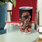 Australia Indigenous Personalized Tumbler Cup Fight Leukemia Orange Ribbons - Aussie Hoodie