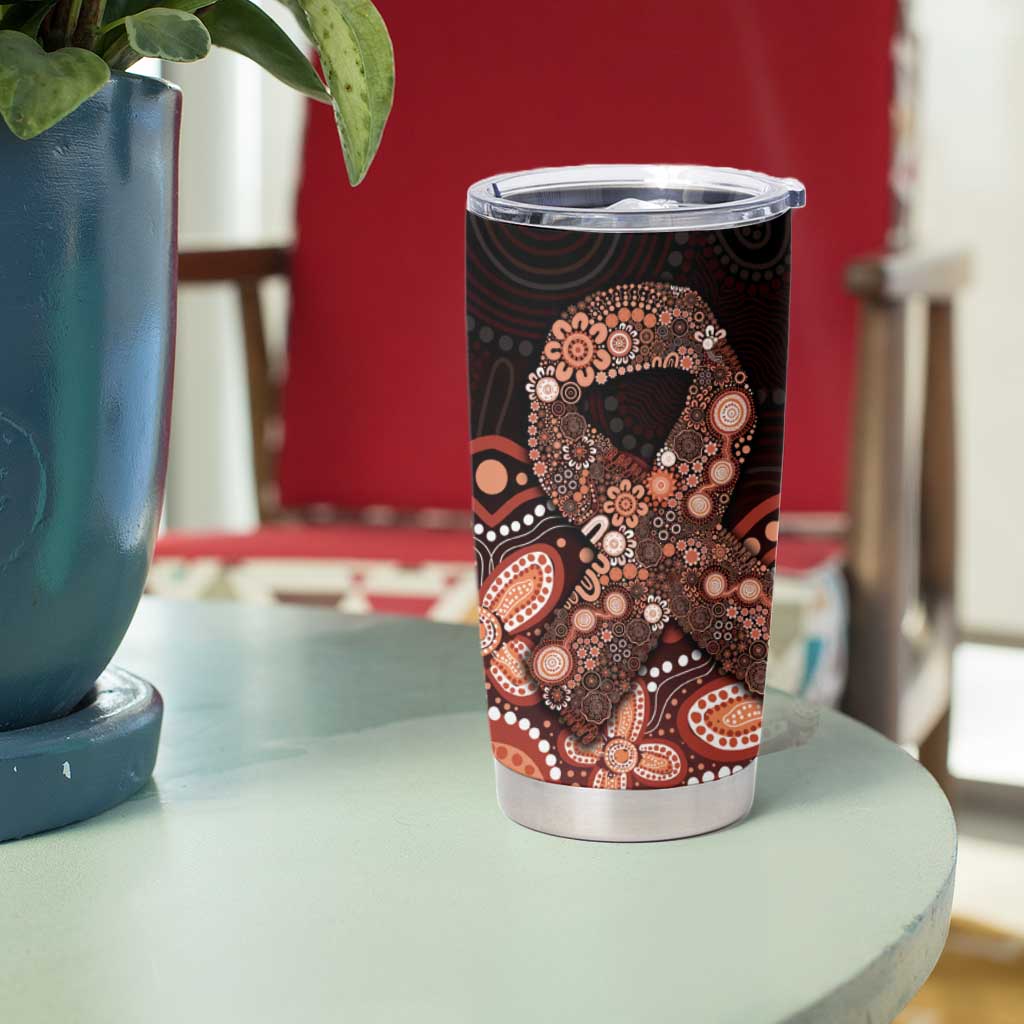 Australia Indigenous Personalized Tumbler Cup Fight Leukemia Orange Ribbons - Aussie Hoodie