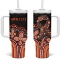 Australia Indigenous Personalized Tumbler With Handle Fight Leukemia Orange Ribbons - Aussie Hoodie