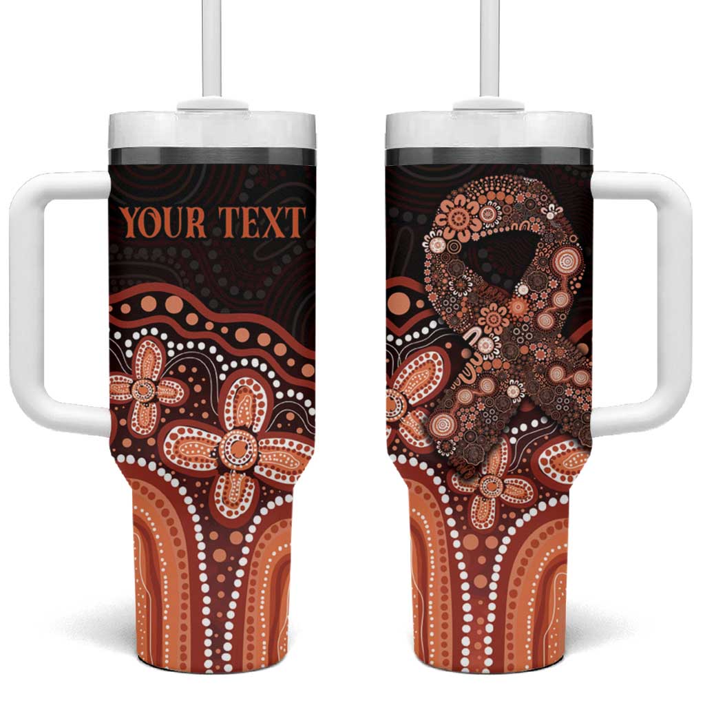 Australia Indigenous Personalized Tumbler With Handle Fight Leukemia Orange Ribbons - Aussie Hoodie