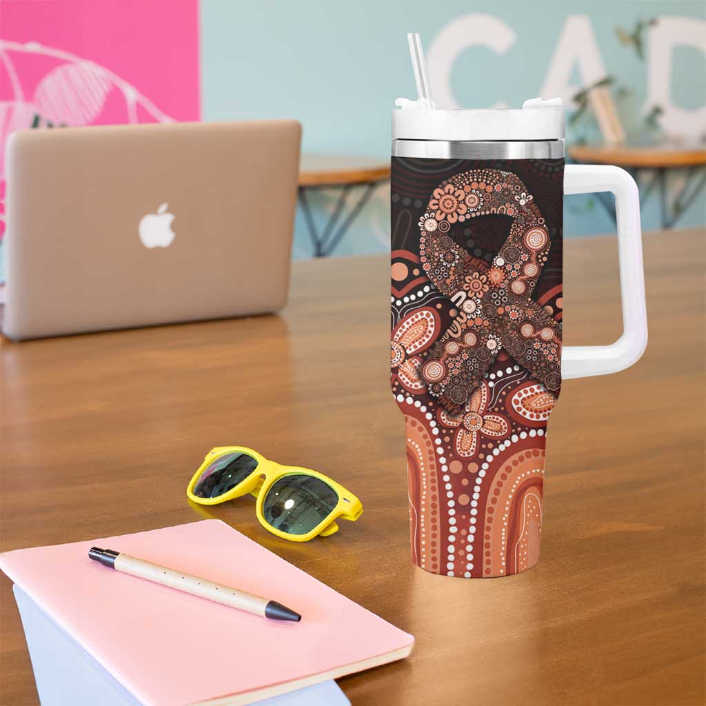 Australia Indigenous Personalized Tumbler With Handle Fight Leukemia Orange Ribbons - Aussie Hoodie