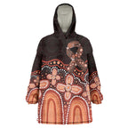 Australia Indigenous Personalized Wearable Blanket Hoodie Fight Leukemia Orange Ribbons - Aussie Hoodie