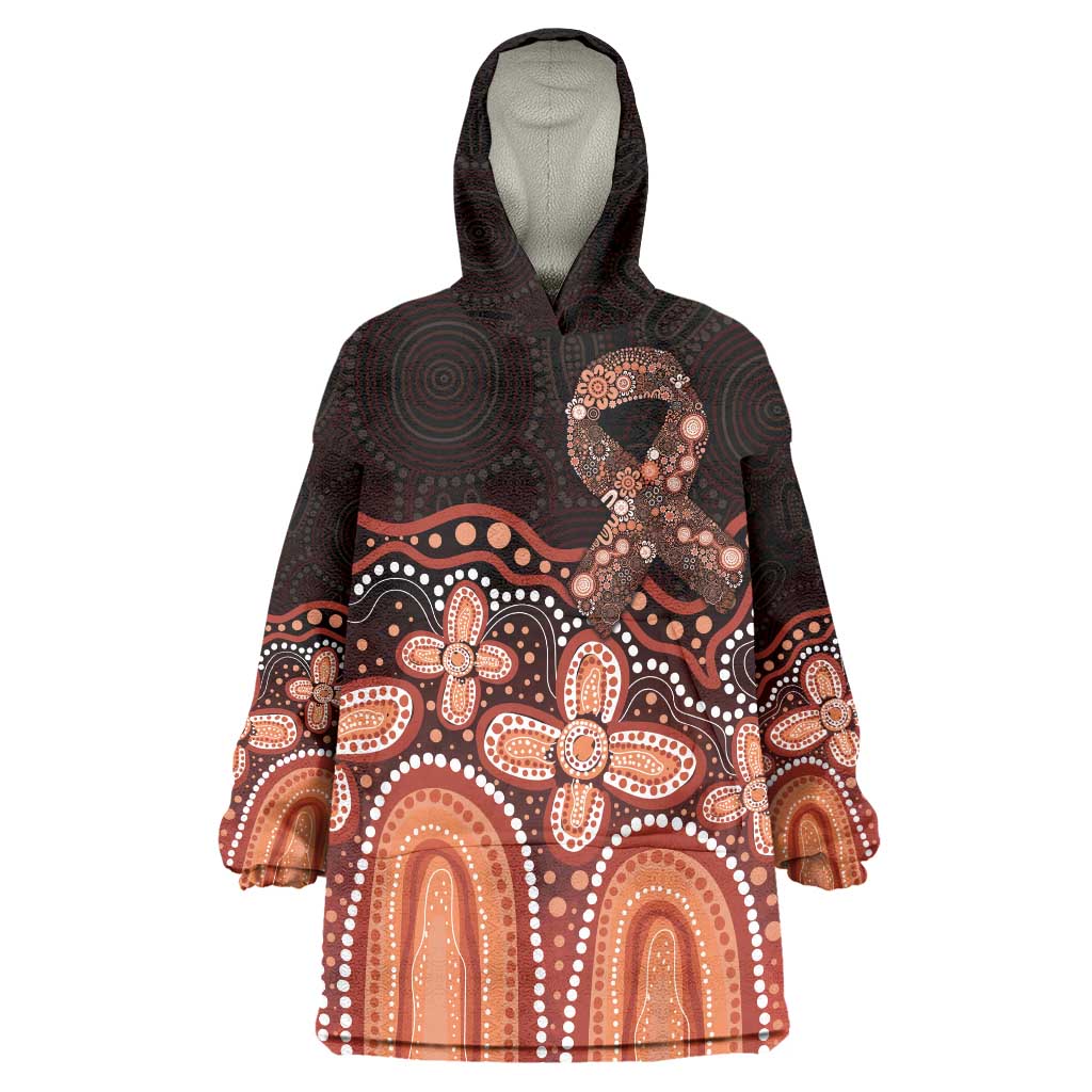 Australia Indigenous Personalized Wearable Blanket Hoodie Fight Leukemia Orange Ribbons - Aussie Hoodie