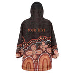 Australia Indigenous Personalized Wearable Blanket Hoodie Fight Leukemia Orange Ribbons - Aussie Hoodie