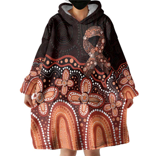 Australia Indigenous Personalized Wearable Blanket Hoodie Fight Leukemia Orange Ribbons - Aussie Hoodie