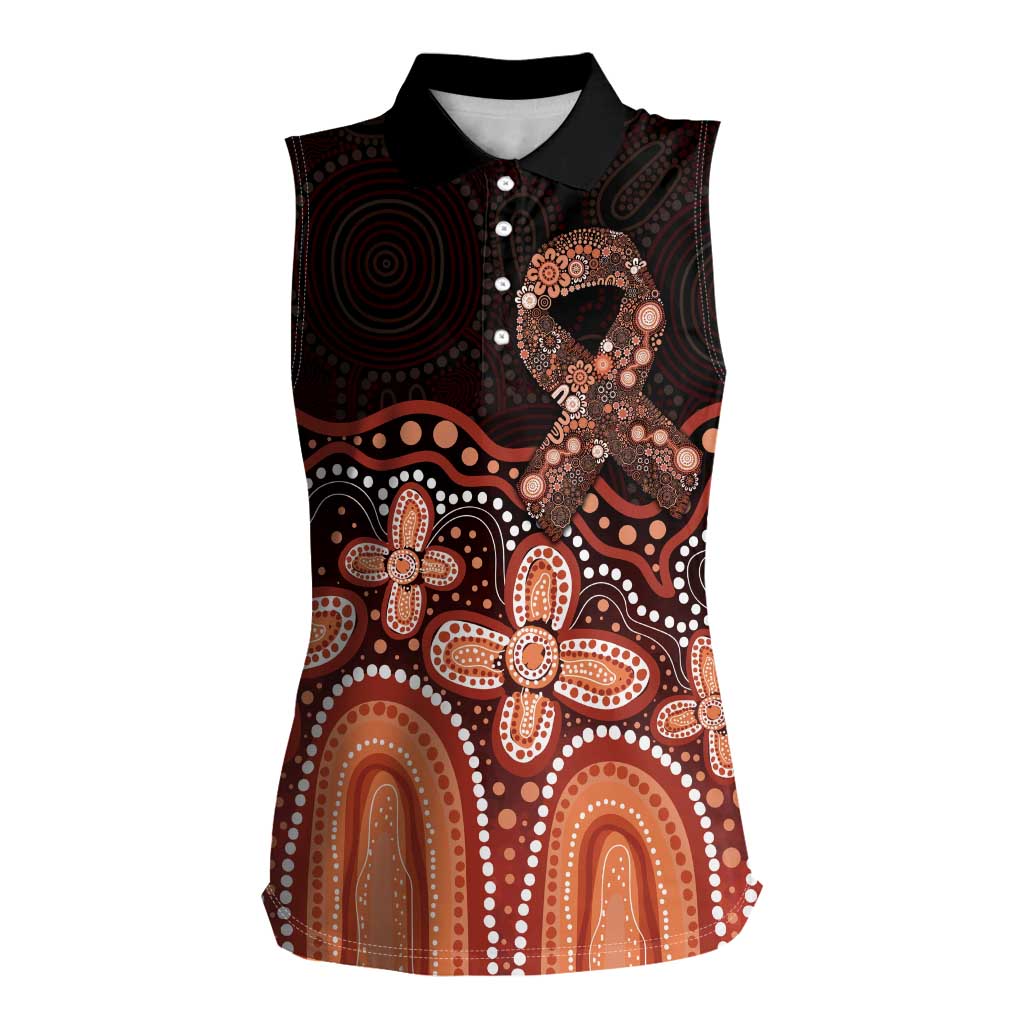 Australia Indigenous Personalized Women Sleeveless Polo Shirt Fight Leukemia Orange Ribbons - Aussie Hoodie