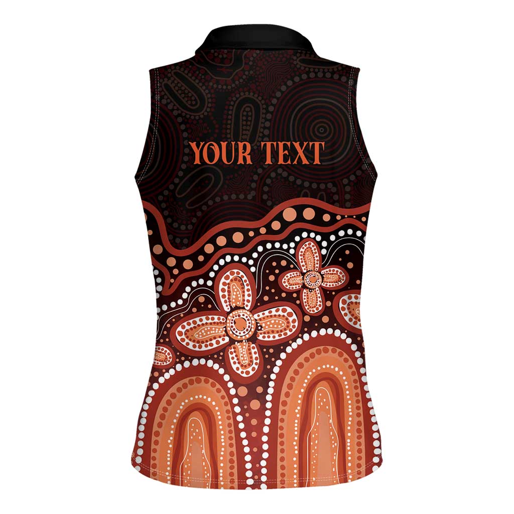 Australia Indigenous Personalized Women Sleeveless Polo Shirt Fight Leukemia Orange Ribbons - Aussie Hoodie