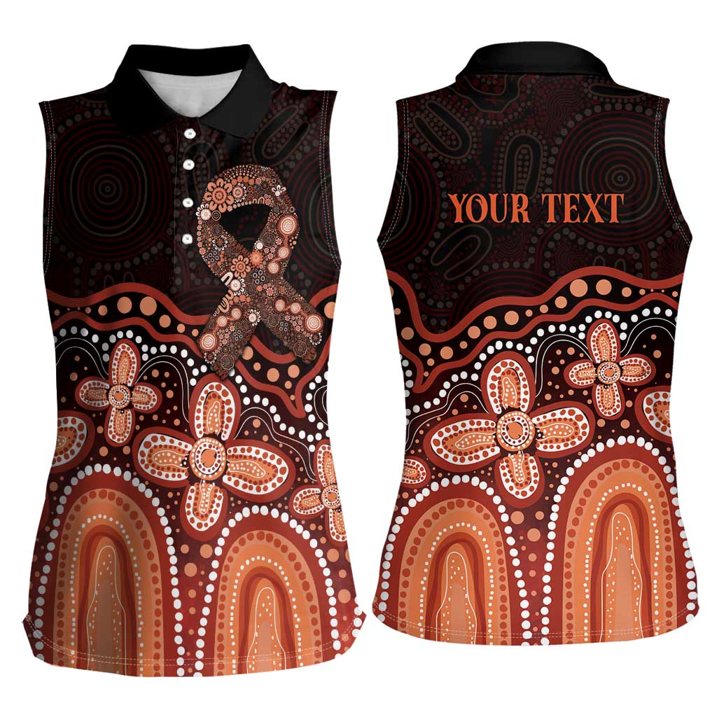 Australia Indigenous Personalized Women Sleeveless Polo Shirt Fight Leukemia Orange Ribbons - Aussie Hoodie