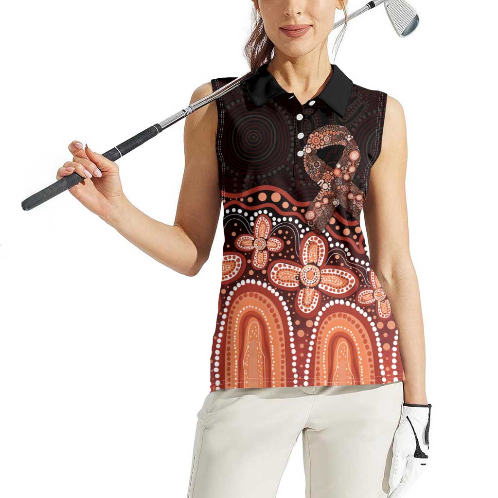 Australia Indigenous Personalized Women Sleeveless Polo Shirt Fight Leukemia Orange Ribbons - Aussie Hoodie