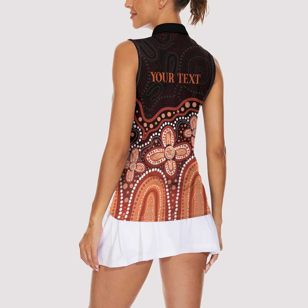 Australia Indigenous Personalized Women Sleeveless Polo Shirt Fight Leukemia Orange Ribbons - Aussie Hoodie