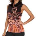 Australia Indigenous Personalized Women Sleeveless Polo Shirt Fight Leukemia Orange Ribbons - Aussie Hoodie