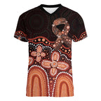 Australia Indigenous Personalized Women V-Neck T-Shirt Fight Leukemia Orange Ribbons - Aussie Hoodie