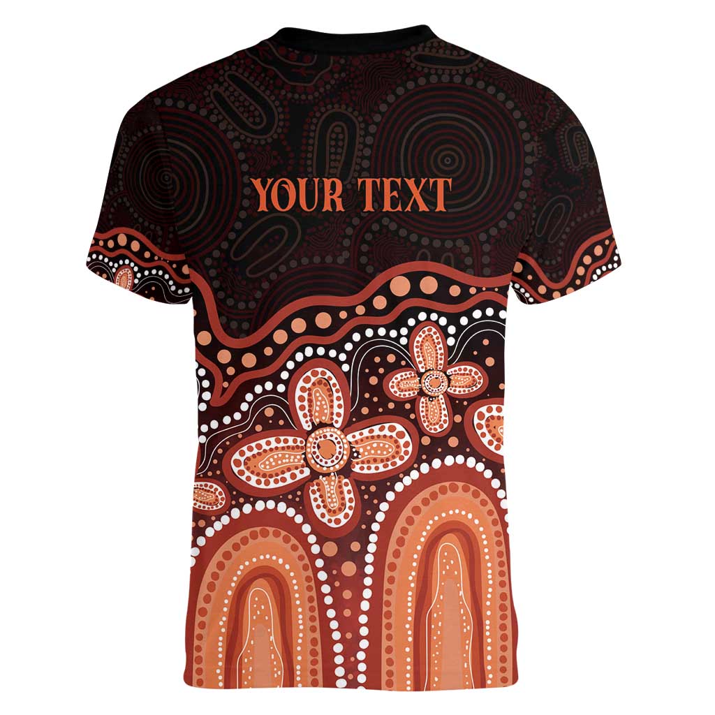 Australia Indigenous Personalized Women V-Neck T-Shirt Fight Leukemia Orange Ribbons - Aussie Hoodie