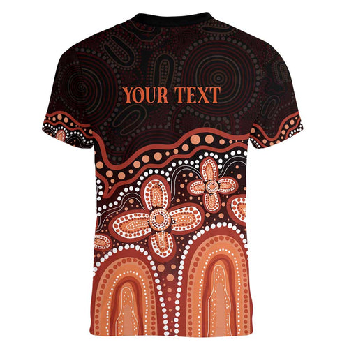 Australia Indigenous Personalized Women V-Neck T-Shirt Fight Leukemia Orange Ribbons - Aussie Hoodie