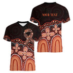 Australia Indigenous Personalized Women V-Neck T-Shirt Fight Leukemia Orange Ribbons - Aussie Hoodie