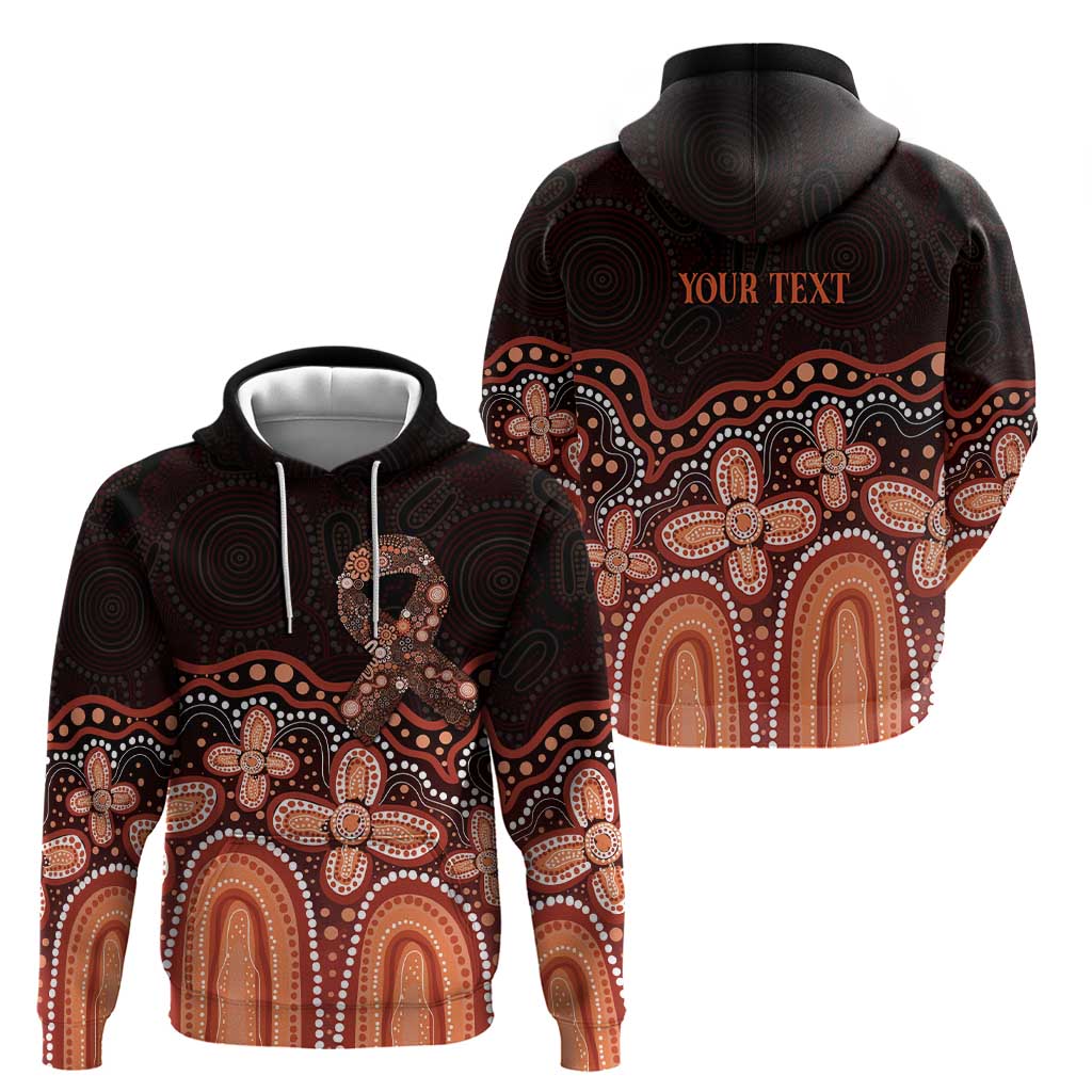 Australia Indigenous Personalized Zip Hoodie Fight Leukemia Orange Ribbons - Aussie Hoodie