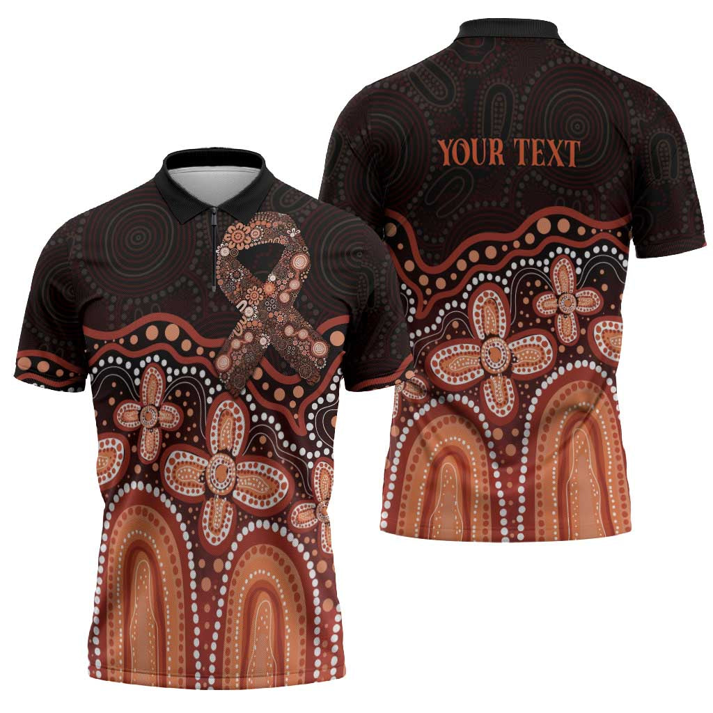 Australia Indigenous Personalized Zipper Polo Shirt Fight Leukemia Orange Ribbons - Aussie Hoodie