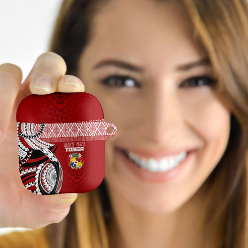 Mate Ma'a Tonga Rugby Kupesi Motifs AirPods Case Red Waves