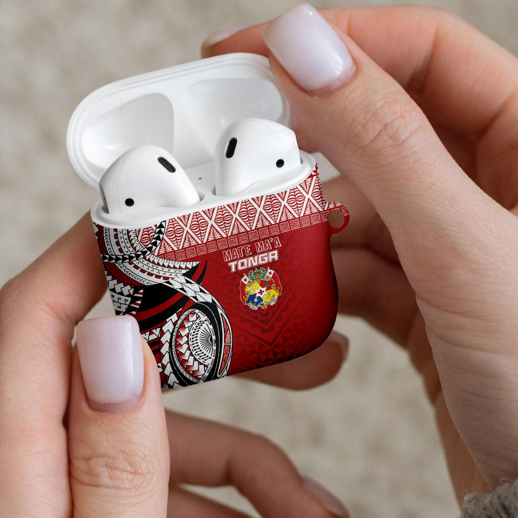 Mate Ma'a Tonga Rugby Kupesi Motifs AirPods Case Red Waves