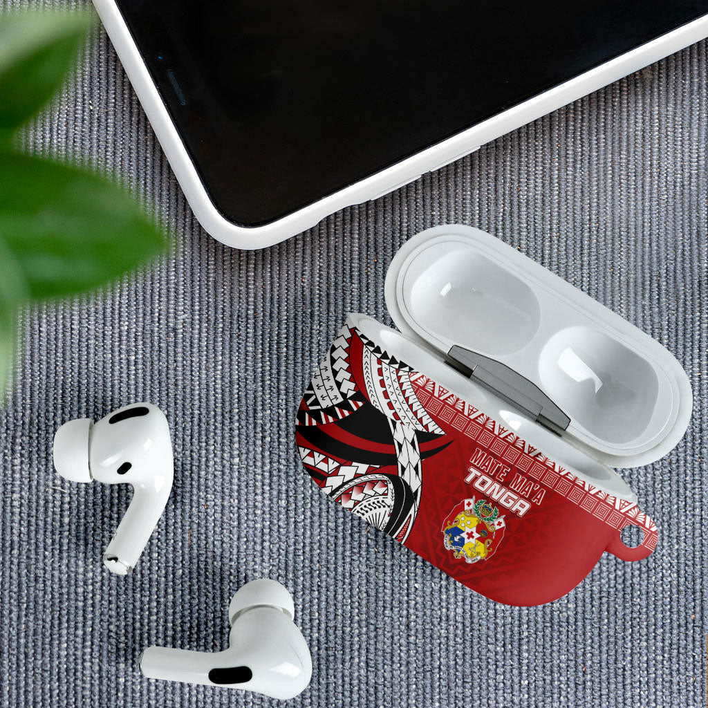 Mate Ma'a Tonga Rugby Kupesi Motifs AirPods Case Red Waves