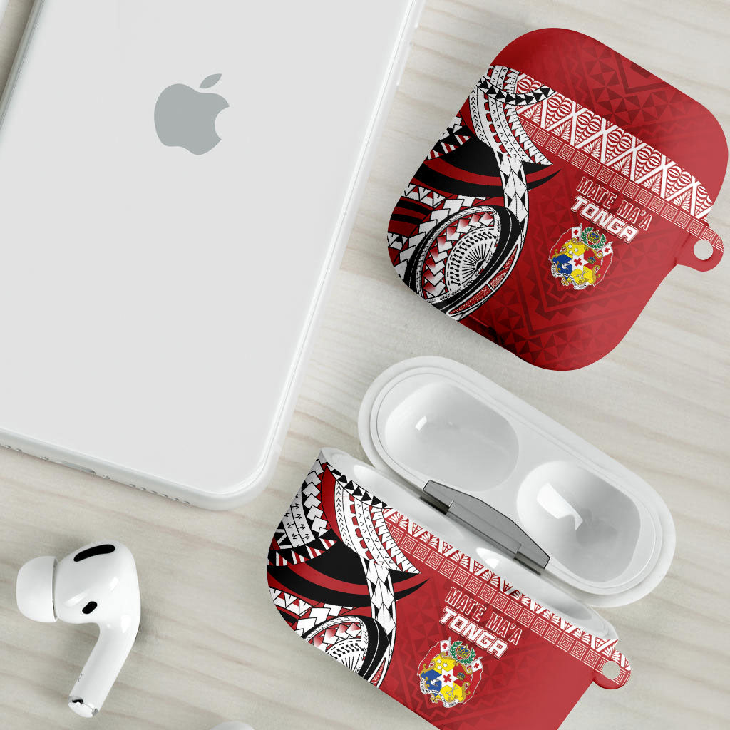 Mate Ma'a Tonga Rugby Kupesi Motifs AirPods Case Red Waves