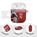 Mate Ma'a Tonga Rugby Kupesi Motifs AirPods Case Red Waves