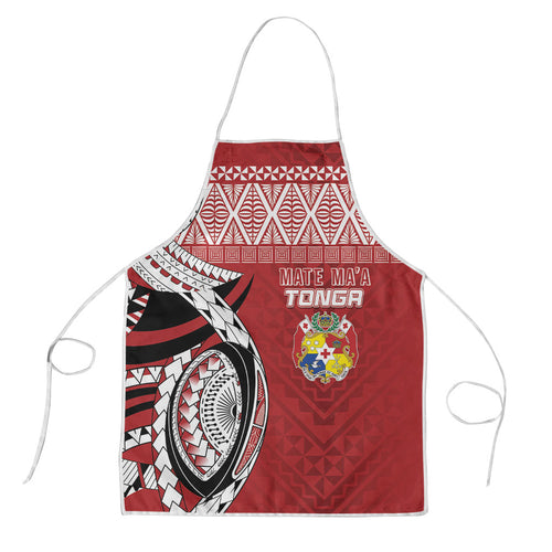 Mate Ma'a Tonga Rugby Kupesi Motifs Apron Red Waves