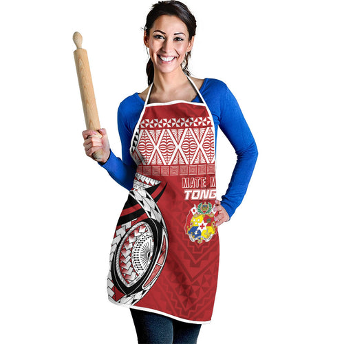 Mate Ma'a Tonga Rugby Kupesi Motifs Apron Red Waves