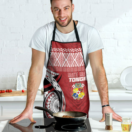 Mate Ma'a Tonga Rugby Kupesi Motifs Apron Red Waves