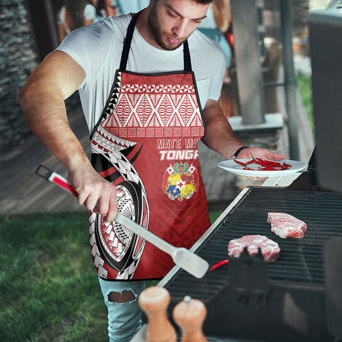 Mate Ma'a Tonga Rugby Kupesi Motifs Apron Red Waves