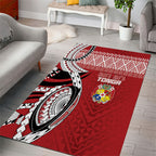 Mate Ma'a Tonga Rugby Kupesi Motifs Area Rug Red Waves
