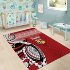 Mate Ma'a Tonga Rugby Kupesi Motifs Area Rug Red Waves