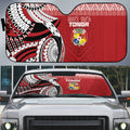 Mate Ma'a Tonga Rugby Kupesi Motifs Auto Sun Shade Red Waves
