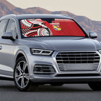 Mate Ma'a Tonga Rugby Kupesi Motifs Auto Sun Shade Red Waves