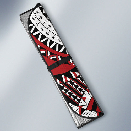 Mate Ma'a Tonga Rugby Kupesi Motifs Auto Sun Shade Red Waves