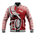 Mate Ma'a Tonga Rugby Custom Kupesi Motifs Baseball Jacket Red Waves